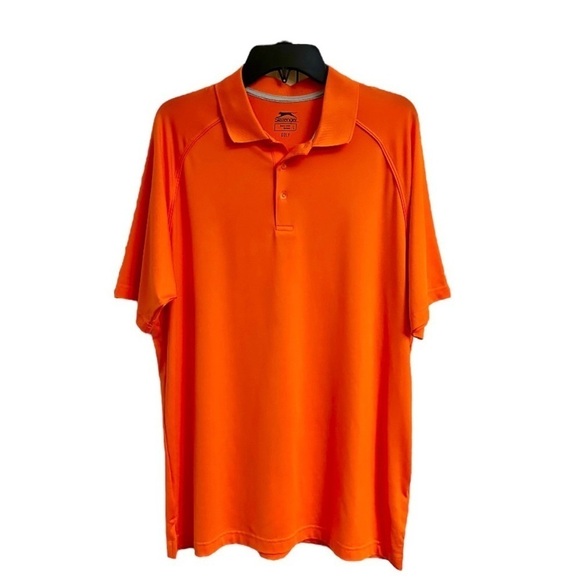 SLAZENGER, MENS GOLF SHIRT. ORANGE, SHORT SLEEVE POLO. EXCELLENT CONDITION.SIZEL - Picture 1 of 6